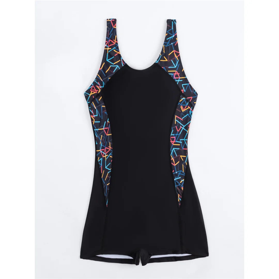 S - XXL 2026 New Printed Splicing One Piece Swimsuit Women Swimwear Female Backless Padded Shorts Bather Bathing Suit Swim V7770