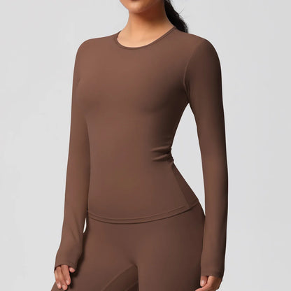 SWELTERING Women Yoga T-shirts Sports Top Long Sleeve Gym Workout Running Shirts Exposed Navel Quick Dry Fitness Gym Sport Wear