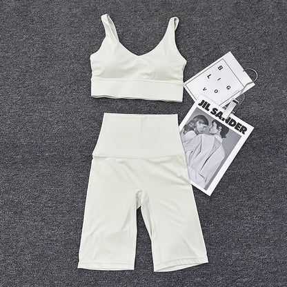 SOISOU Nylon Short Sets Womens Clothing Sports Bra Cycling Shorts Workout Set Women's Tracksuit Gym Yoga Sexy Outfit Women 2023