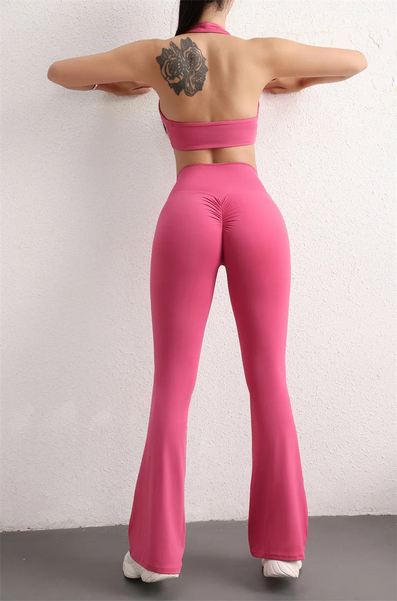 TRY TO BN Flare Scrunch Leggings Yoga Pants Fitness Workout High Waist Sports Leggings Push Up Tights Women Gym Outfits Clothing