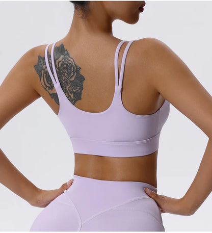 Women Fitness Sports Bra Sexy Top Gym Yoga Bra  Athletic Back Cutout Cross Tight Gym Push Up Workout Soft With Chest Pad