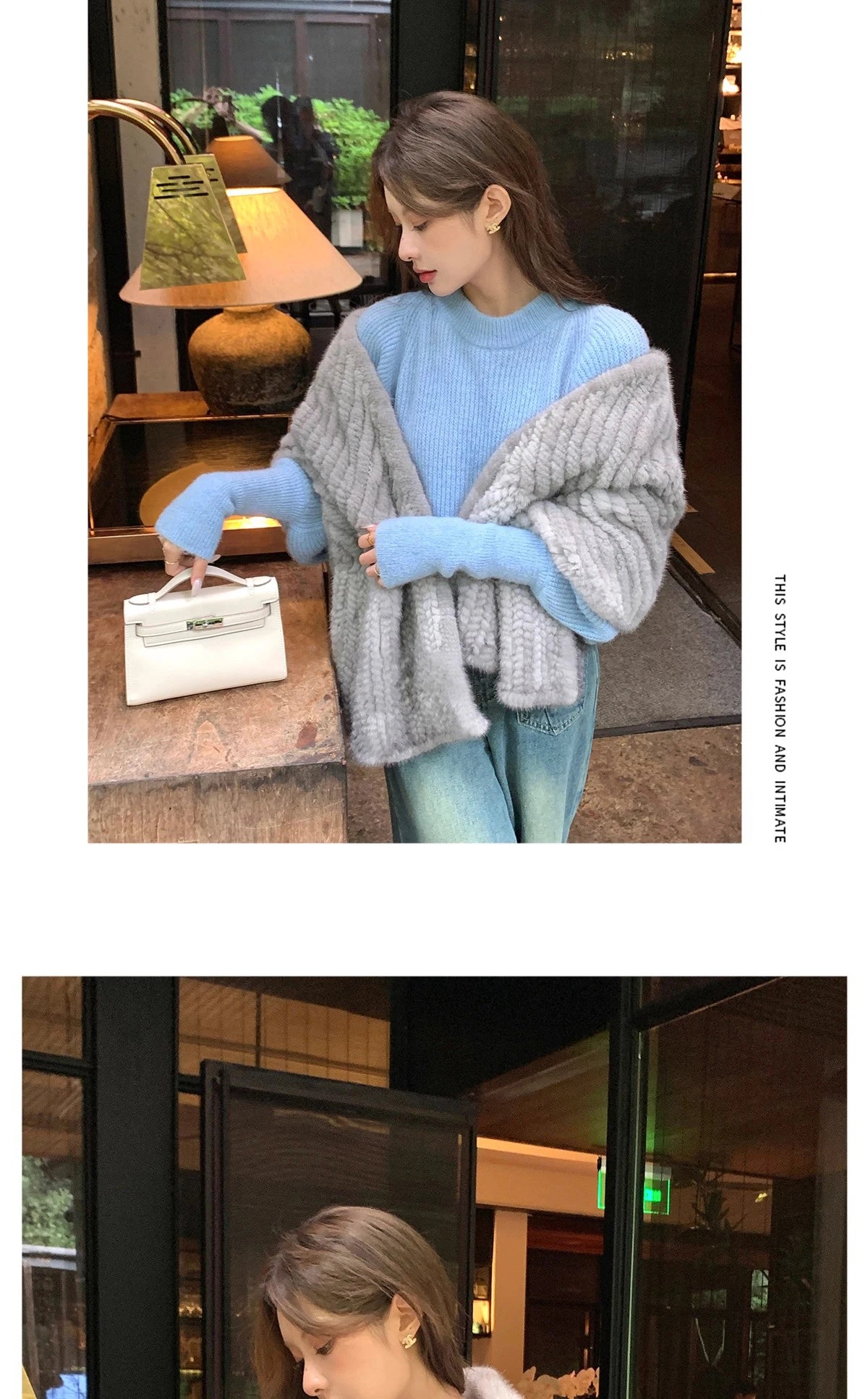 New mink woven women's scarf autumn and winter twill shawl warm herringbone scarfs fur Knitting high quality fishtail Scarves