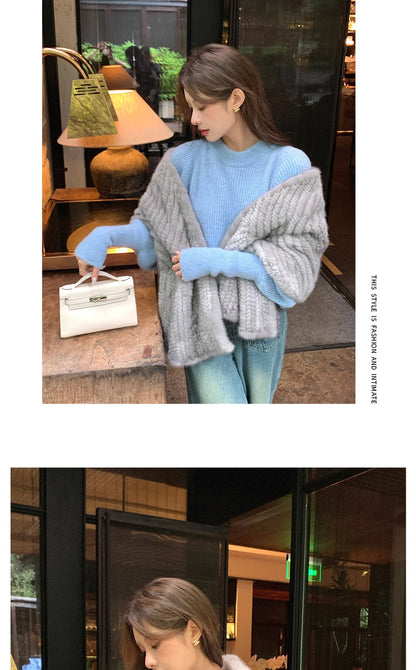New mink woven women's scarf autumn and winter twill shawl warm herringbone scarfs fur Knitting high quality fishtail Scarves