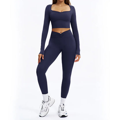 SWELTERING 2PCS Yoga Set Fitness Gym Tracksuit Sportswear Women Workout Outfits High Waist Leggings Sports Bra Athletic Wear
