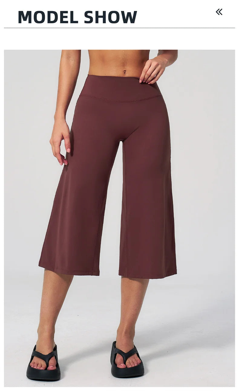 TRY TO BN Wide Leg Yoga Medium Pants Women Naked Feel High Waist Tummy Control Buttery Soft Gym Fitness Running Workout Bottoms