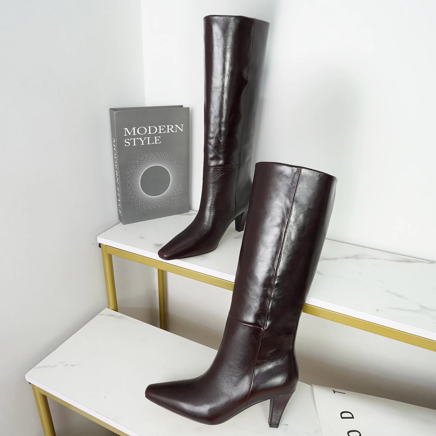 2026 Autumn And Winter Fashion Women's High Top Boots With Pointed Side Zipper Elegant Knight Boots, Sexy Motorcycle Boots 35-42