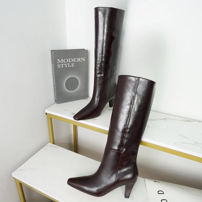 2026 Autumn And Winter Fashion Women's High Top Boots With Pointed Side Zipper Elegant Knight Boots, Sexy Motorcycle Boots 35-42
