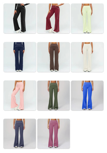 High Waist Yoga Wide Leg Pants Women Gym Fitness Bell-bottoms Pants Push Up Sports Trousers Female Casual Workout Flared Pants