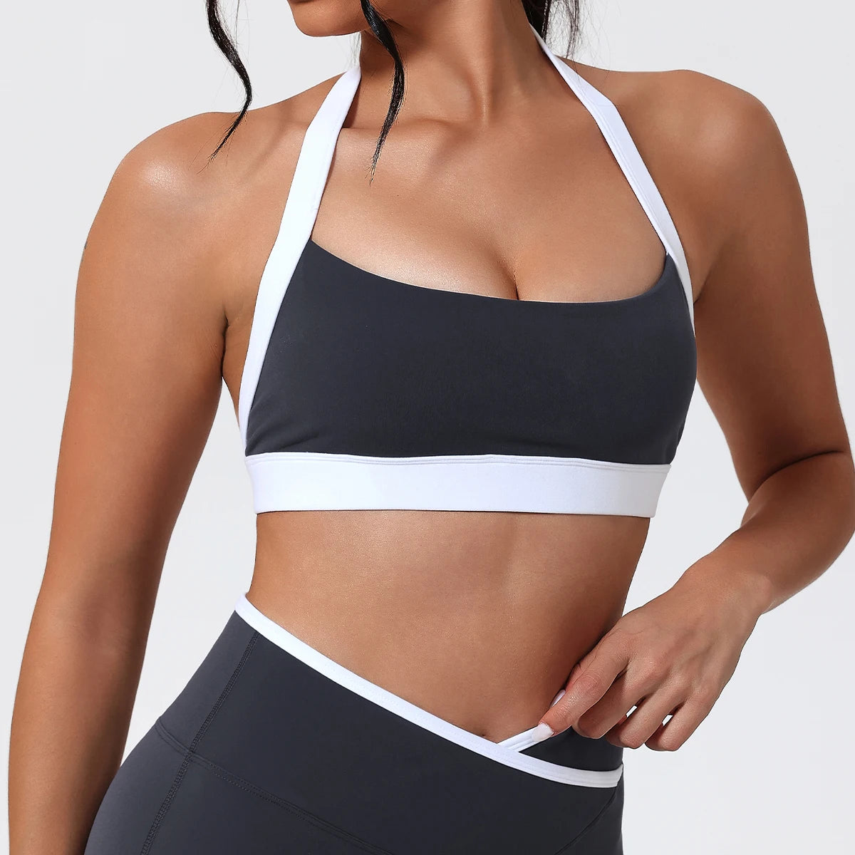 Ctenkevet Women's Color Clash Crop Top Quick-Dry Gym Bra Female Sleeveless Backless Sports Underwear for Outdoor Running CropTop