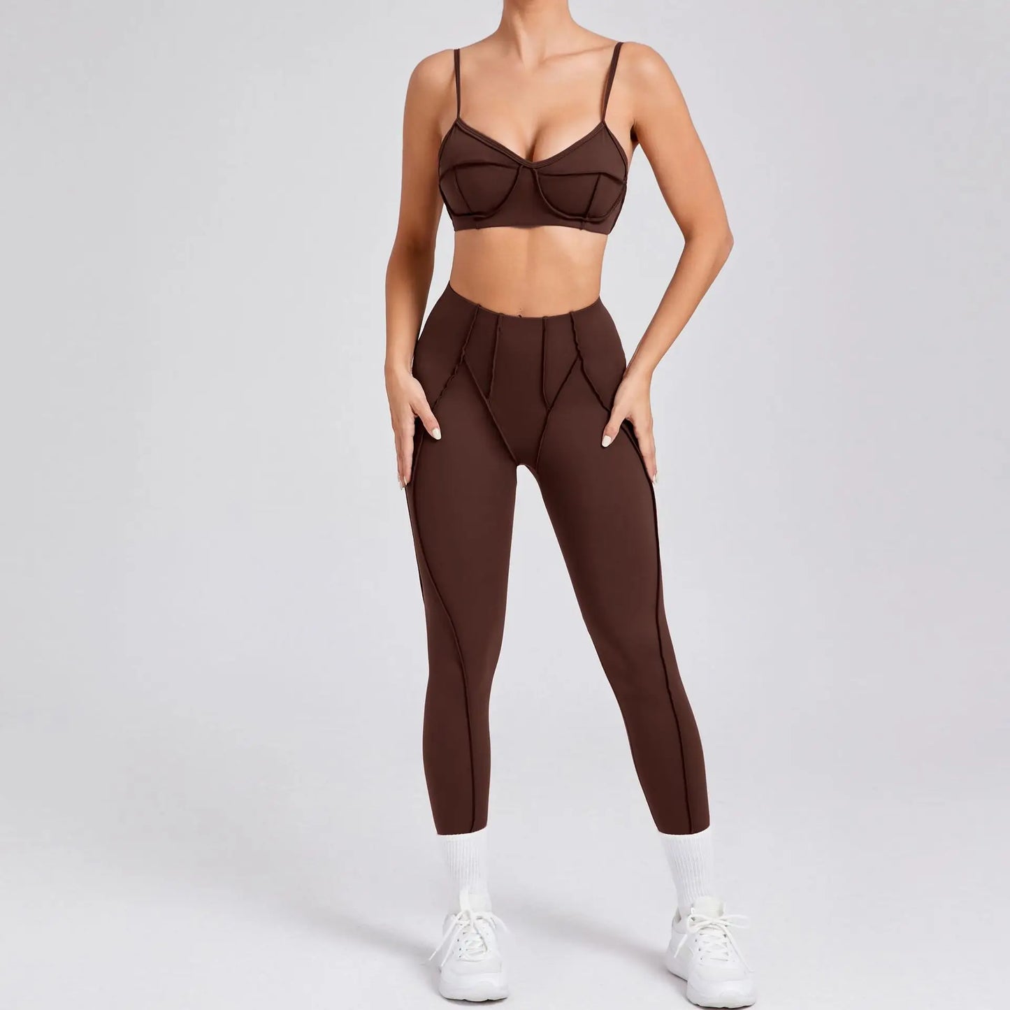Hearuisavy 2025 New Style 2Pcs Sports Suit Women Workout Bra Suit Running Gym High Waist Legging Quick Dry Tight Yoga Clothing