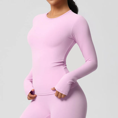 SWELTERING Women Yoga T-shirts Sports Top Long Sleeve Gym Workout Running Shirts Exposed Navel Quick Dry Fitness Gym Sport Wear