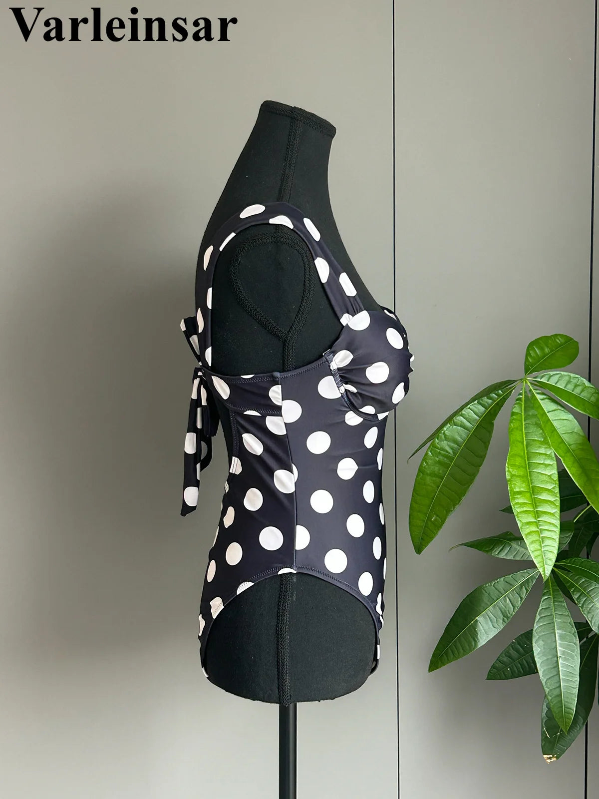 New Polka Dots Underwired One Piece Swimsuit Women Swimwear Female Backless Monokini High Leg Cut Bather Bathing Suit Swim V8169