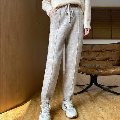 DjzDsm Women's Skinny Pants 100% Merino Wool for Spring And Autumn Comfortable Fit Casual Trousers Center Pants