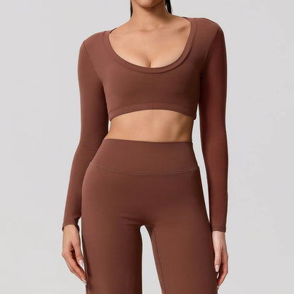 Women's Sports Long Shirt Female Backless Yoga Breathable Soft Shirt Autumn and Winter Training Top Woman Gym Sportswear