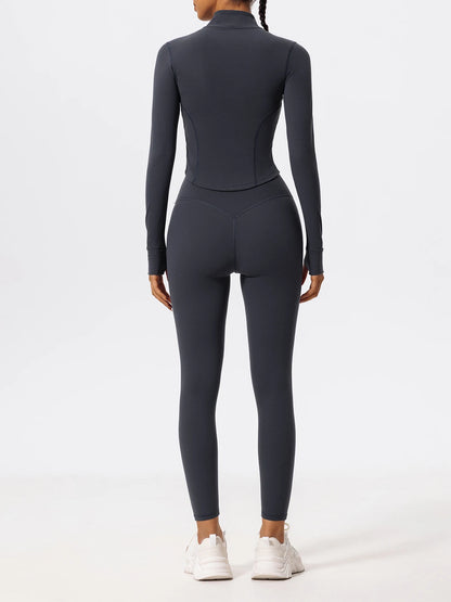 Hearuisavy Summer Ultra-Soft Fabrics 2Pcs Long Sleeve Gym Set Women Quick-Dry Yoga Clothes Workout Leggings Suit Sports Jackets