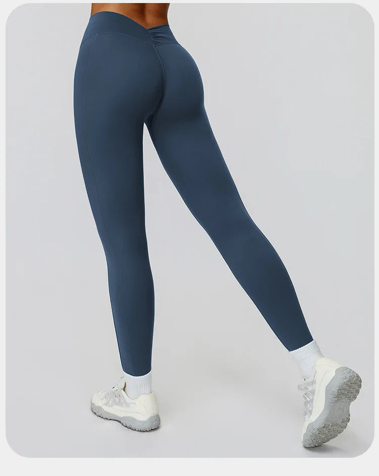 Customized LOGO women's yoga trousers high waist pleated leggings outdoor running sports fitness trousers