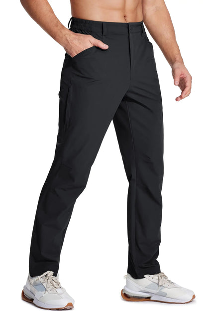 TACVASEN Hiking Straight Pants 5 Pockets Mens Lightweight Quick Dry Ripstop Trousers Waterproof Stretchy Pants Outdoor Fishing
