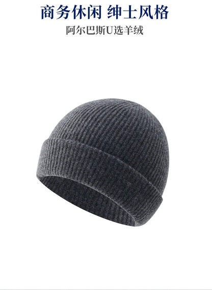 DjzDsm High Quality 100% Cashmere Knitted Hat for Men Casual Beanie Hat Thicken Cap Winter Soft Warm Cashmere Caps