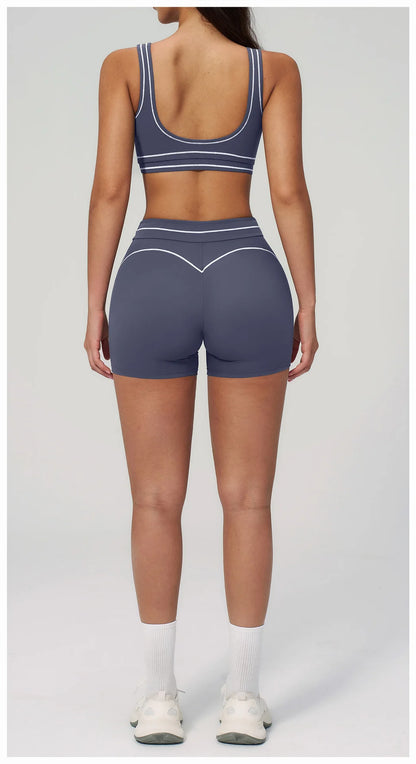Hearuisavy Summer Yoga Set 2Pcs Women High Support Push Up Sports Top Butt-Lifting Fitness Pants Outdoor Cycling Sports Bra Suit
