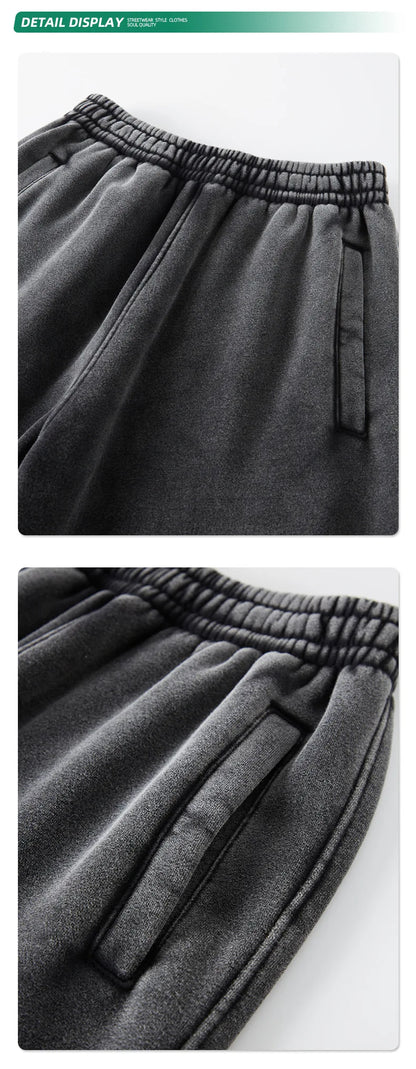 Custom LOGO2024 autumn winter new washed batik old sweater sweatpants 360G cotton polyester velvet thickened men's  women's suit