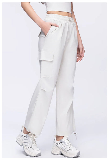 New Summer Outdoor Sports Women High Waisted Pants Straight Leg Casual Pants Gym Slimming Sweatpants Outdoor Sports RunningPants