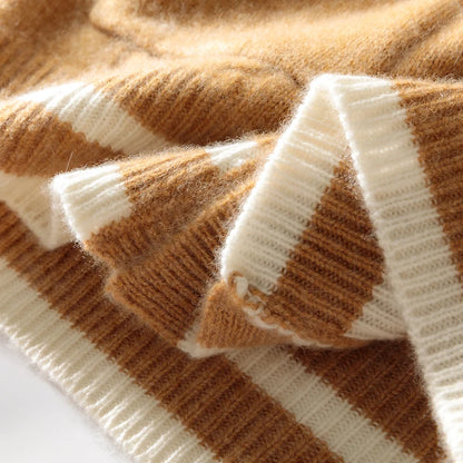 100% Merino Wool Color-Blocked Double Pocket Knit Cardigan Cashmere Soft Long Sleeves Basic Comfortable Men's  Clothing Top