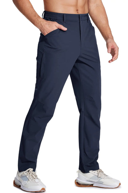 TACVASEN Hiking Straight Pants 5 Pockets Mens Lightweight Quick Dry Ripstop Trousers Waterproof Stretchy Pants Outdoor Fishing