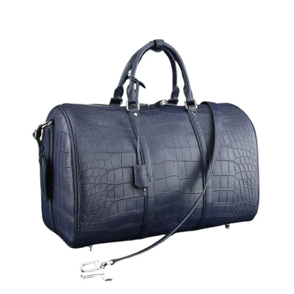 Authentic exotic crocodile belly leather men's large travel handbag real crocodile leather men's fashion luxury shoulder bag
