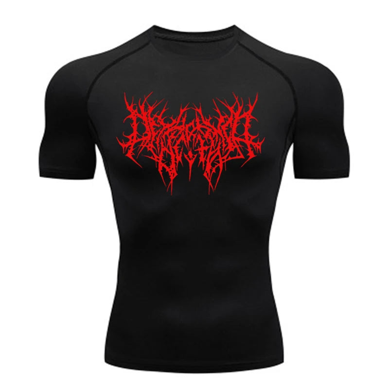 Short Sleeve Revena™ "Abstract Thorn" Pattern Elastic Compression Shirt (UNFINISHED)