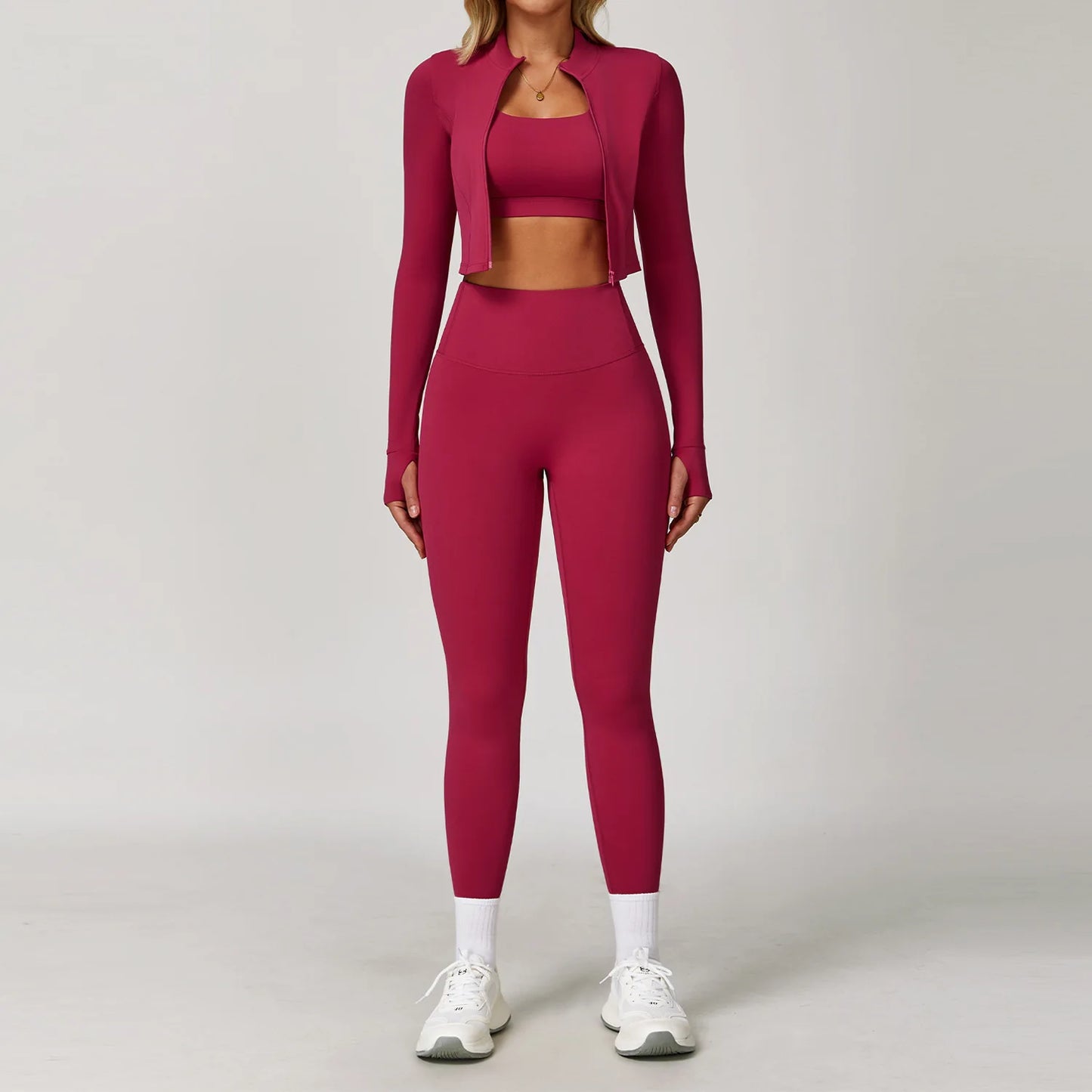 3PCS Yoga Set Gym Clothes 2 PCS Sportswear Women Yoga Suits Fitness Set women's Tracksuits Sports Jacket Long Sleeve Gym Legging
