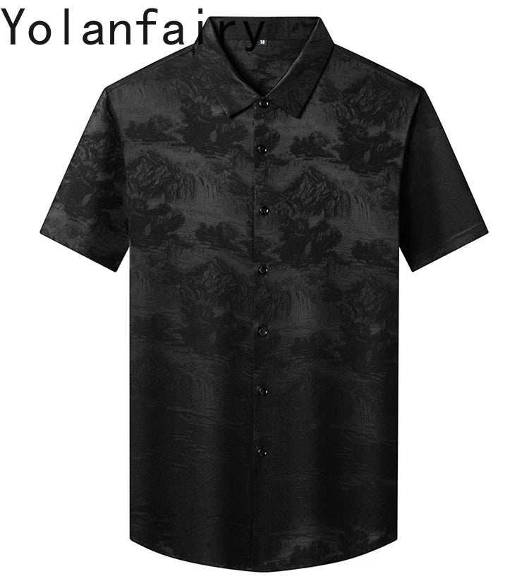 YOLANFAIRY 92.4% Mulberry Silk Mens Shirts Summer Shirt for Men Camisas Hombre Mens Button Up Shirt Mens Fashion Shirt Tops
