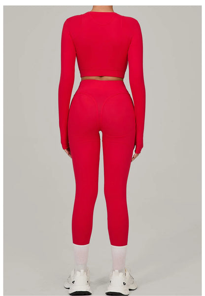 SWELTERING Yoga Suit Women Tracksuit 2PCS Sports Set Fitness Set Quick-Drying Gym Set Running Workout Long Sleeve Yoga Clothing