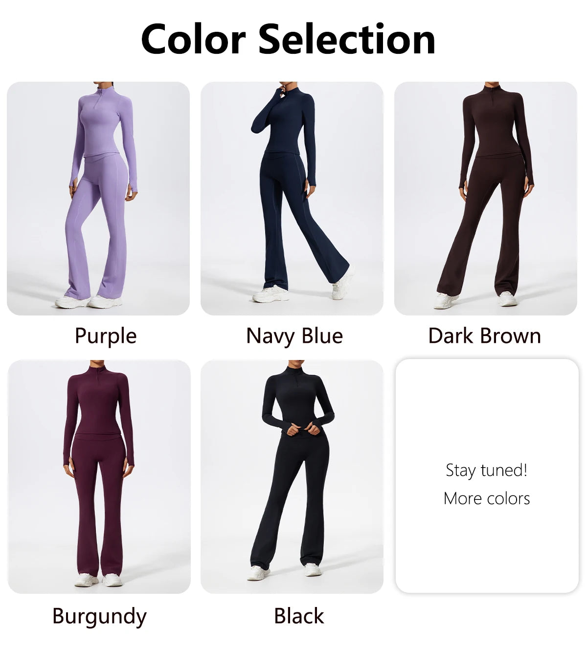 Hearuisavy Summer Half Zipper Yoga Suit Outdoor Workout Clothing Gym Set Women Flared Pants 2Pcs Sports Long Sleeves Shirt Suit