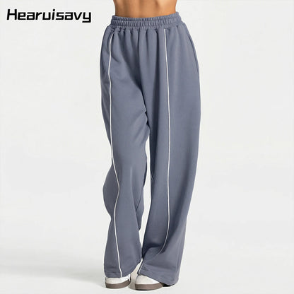 Hearuisavy Women Yoga Pants High Waist Casual Straight Wide Leg Pants Loose Sports Bottoms Outdoor Running Gym Long Trousers