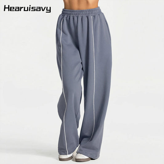 Hearuisavy Women Yoga Pants High Waist Casual Straight Wide Leg Pants Loose Sports Bottoms Outdoor Running Gym Long Trousers
