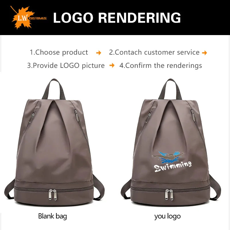 Customized Dry Wet Separation Fitness Bag Printed Logo Swimming Bag Waterproof Travel Sports Bag Printed Photo Name