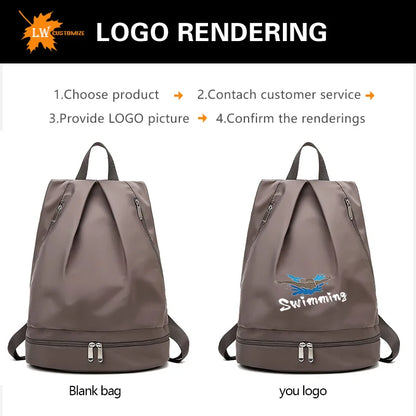 Customized Dry Wet Separation Fitness Bag Printed Logo Swimming Bag Waterproof Travel Sports Bag Printed Photo Name