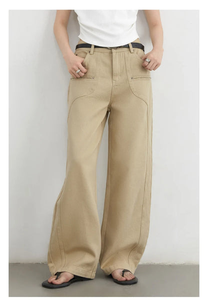 CHIC VEN Women Jeans Solid Loose Casual New Split Wide Leg Denim Pant Workwear Female Trousers Spring Autumn 2025