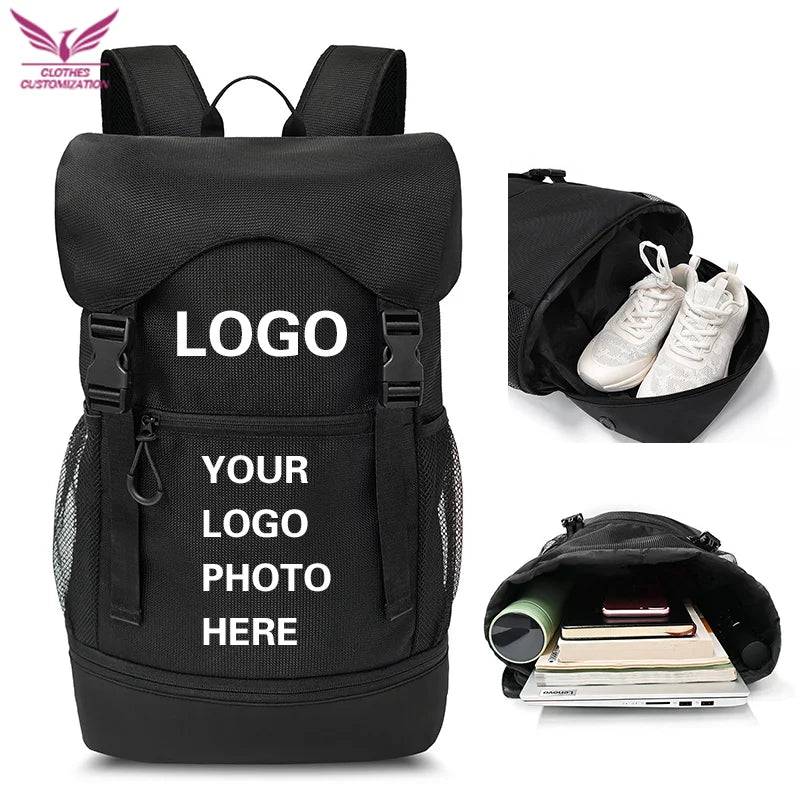 Large Capacity Basketball Backpack custom logo waterproof Training Bag Sports Basketball print photo Soccer Bags travel backpack
