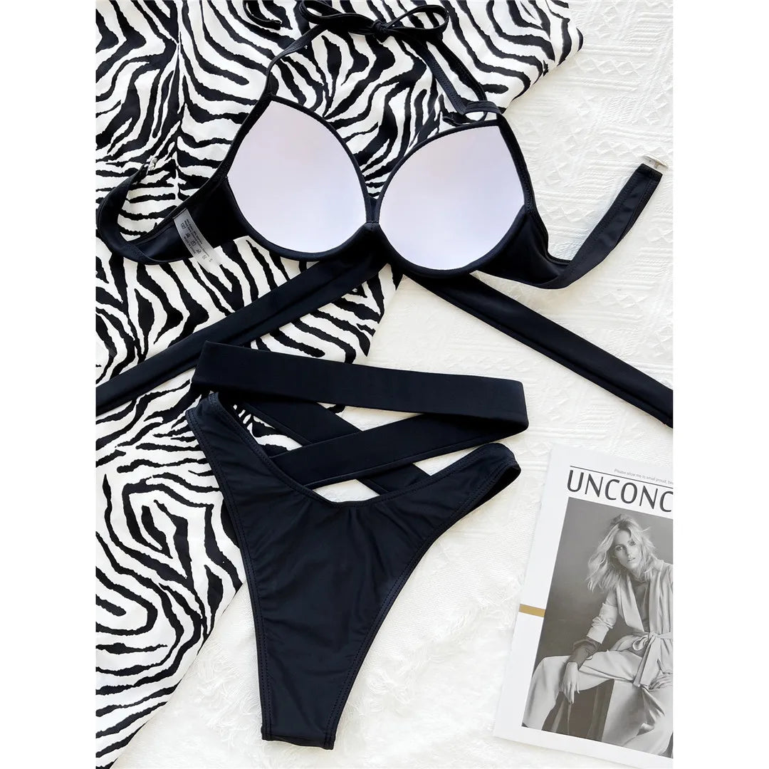 Sexy Wrap Around High Waist Bikini Female Swimsuit Women Swimwear Two-pieces Bikini set Bandage Bather Bathing Suit Swim V3115