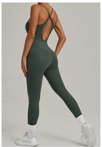 TRY TO BN Sports Jumpsuit Yoga Cross Adjustable Shoulder Straps Fitness Workout Bodysuit One Piece Sportswear Gym Women Clothing