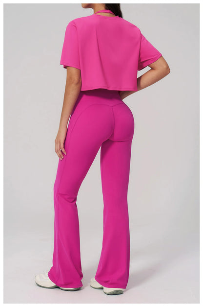 Custom LOGO women's yoga clothes, short sleeves, tight quick-drying trousers, fitness clothes, high-intensity sports suits