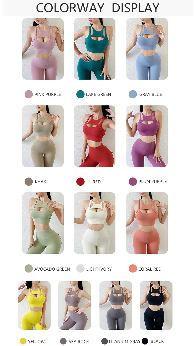 Fitness Sports Bra Gym Woman Sexy Hollow Push Up High Impact Shockproof Underwear Naked Crop Top Mujer Workout Women'S Yoga Bra