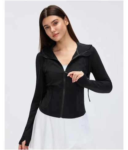 Custom LOGO Women's Spring Autumn Mesh Breathable Yoga Suit Sports Riding Quick Drying Running Fitness Belt Pocket Jacket Top