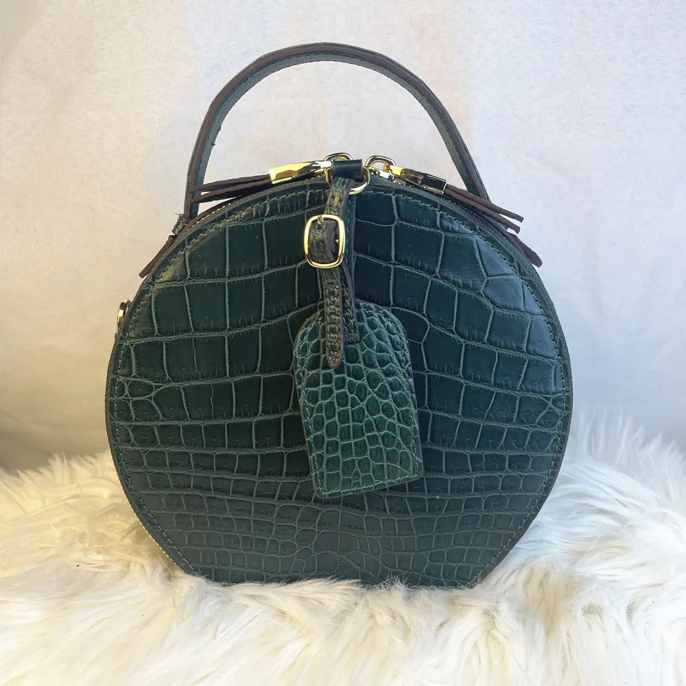 Authentic crocodile leather women's handbag real crocodile leather women's round shoulder bag fashion wallet