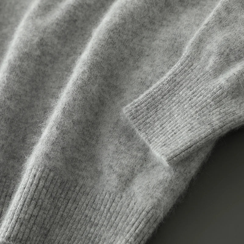 100% Pure Mink Cashmere Sweater Men's V-Neck Pullovers Knit Large Size Mink Sweater Winter New Long Sleeve High-End Jumpers Tops