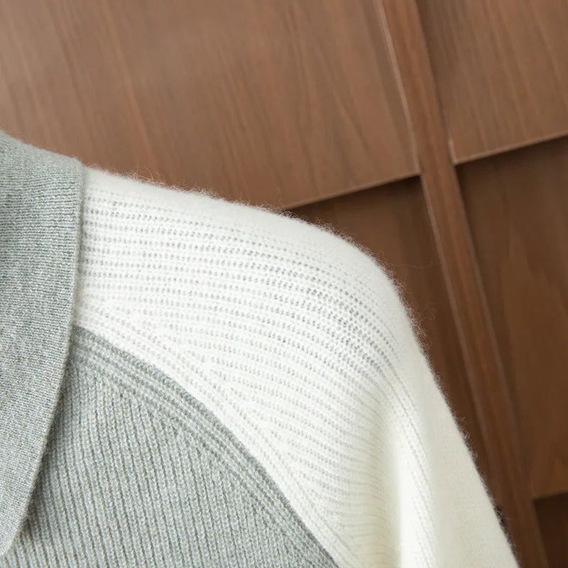 100% Cashmere Polo Sweater Autumn Winter Basic Smart Casual Long Sleeve Men's Pullover Cashmere Knitwear Soft Comfy Clothing Top