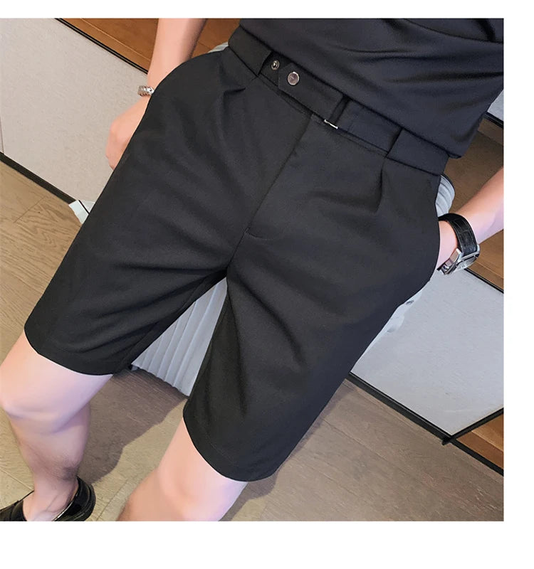 4 Color Summer British Style Suit Shorts 2023 Men Naples Business Casual Slim Fit Short Pant Fashion Slim Fit Solid Color Pants