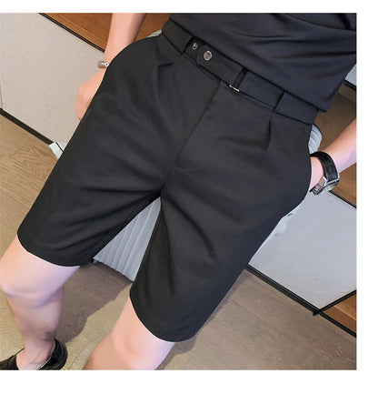 4 Color Summer British Style Suit Shorts 2023 Men Naples Business Casual Slim Fit Short Pant Fashion Slim Fit Solid Color Pants