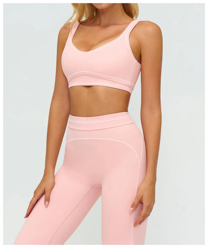 Color Contrast Yoga Bra Women Breathable Gym Fitness Bra Shockproof Sports Underwear Female Workout Bra Push Up Cycling Crop Top